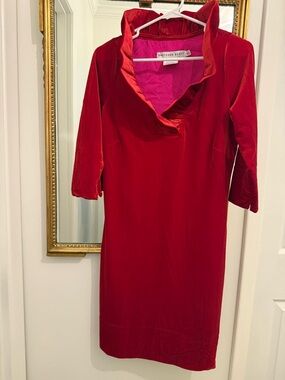 Gretchen Scott Red Velvet Shift Dress
